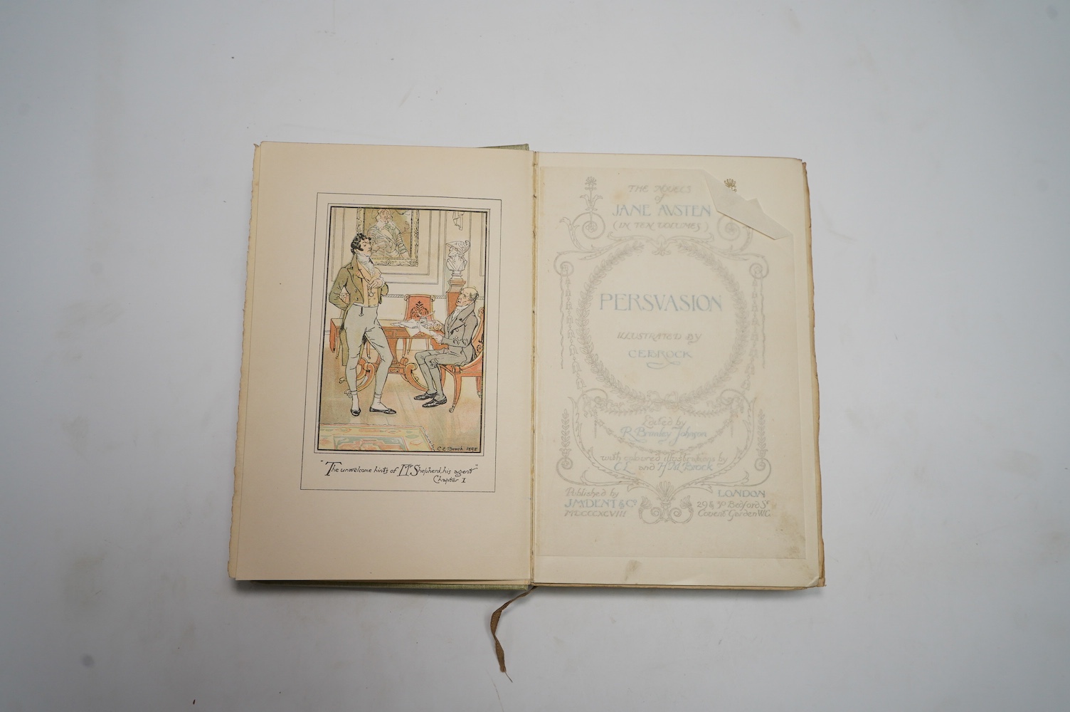 Austen, Jane - The Novels - 10 vols., edited by R. Brimley Johnson, illustrations by C.L and H.M Brock, 8vo, publisher's pictorial cloth gilt, J.M. Dent, London, 1898-1907